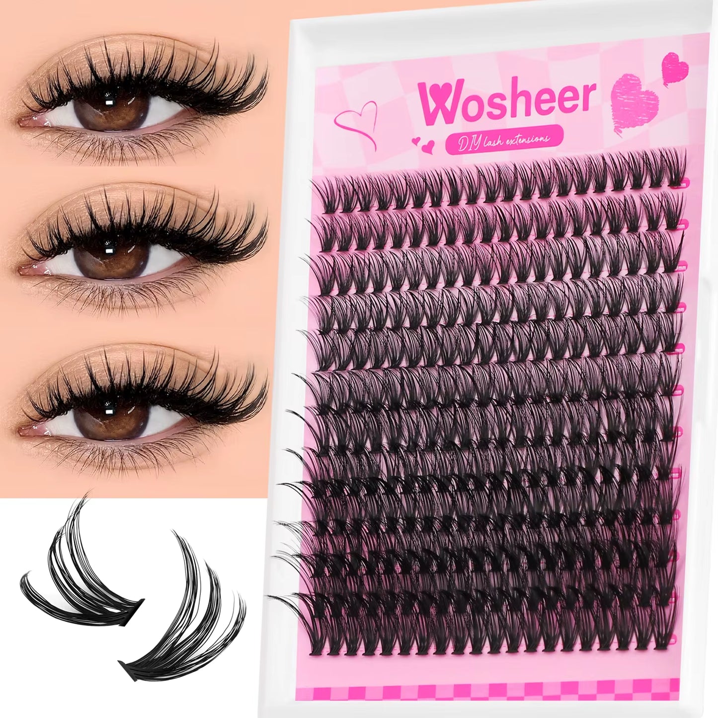 Eyelash Clusters Kit Thick Individual Lashes Lash Bond and Seal and Remover Faux Mink Lashes Eyelash Extension DIY