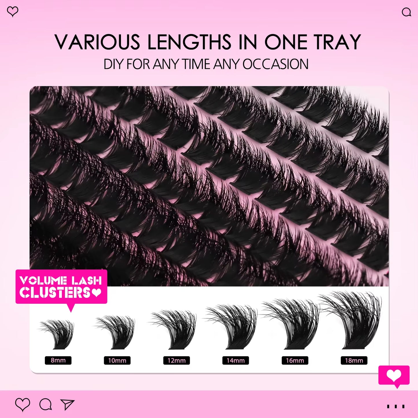 Eyelash Clusters Kit Thick Individual Lashes Lash Bond and Seal and Remover Faux Mink Lashes Eyelash Extension DIY