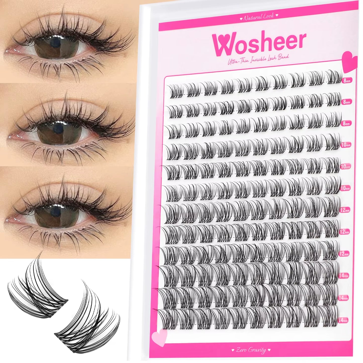 Eyelash Clusters Kit Thick Individual Lashes Lash Bond and Seal and Remover Faux Mink Lashes Eyelash Extension DIY