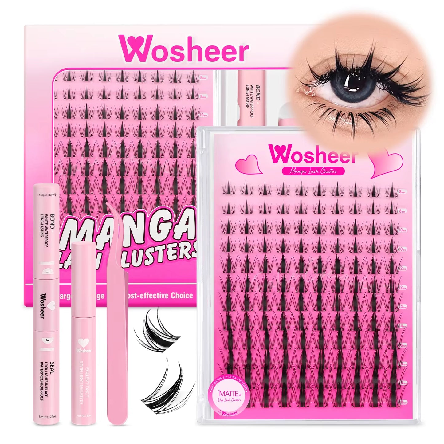 Eyelash Clusters Kit Thick Individual Lashes Lash Bond and Seal and Remover Faux Mink Lashes Eyelash Extension DIY