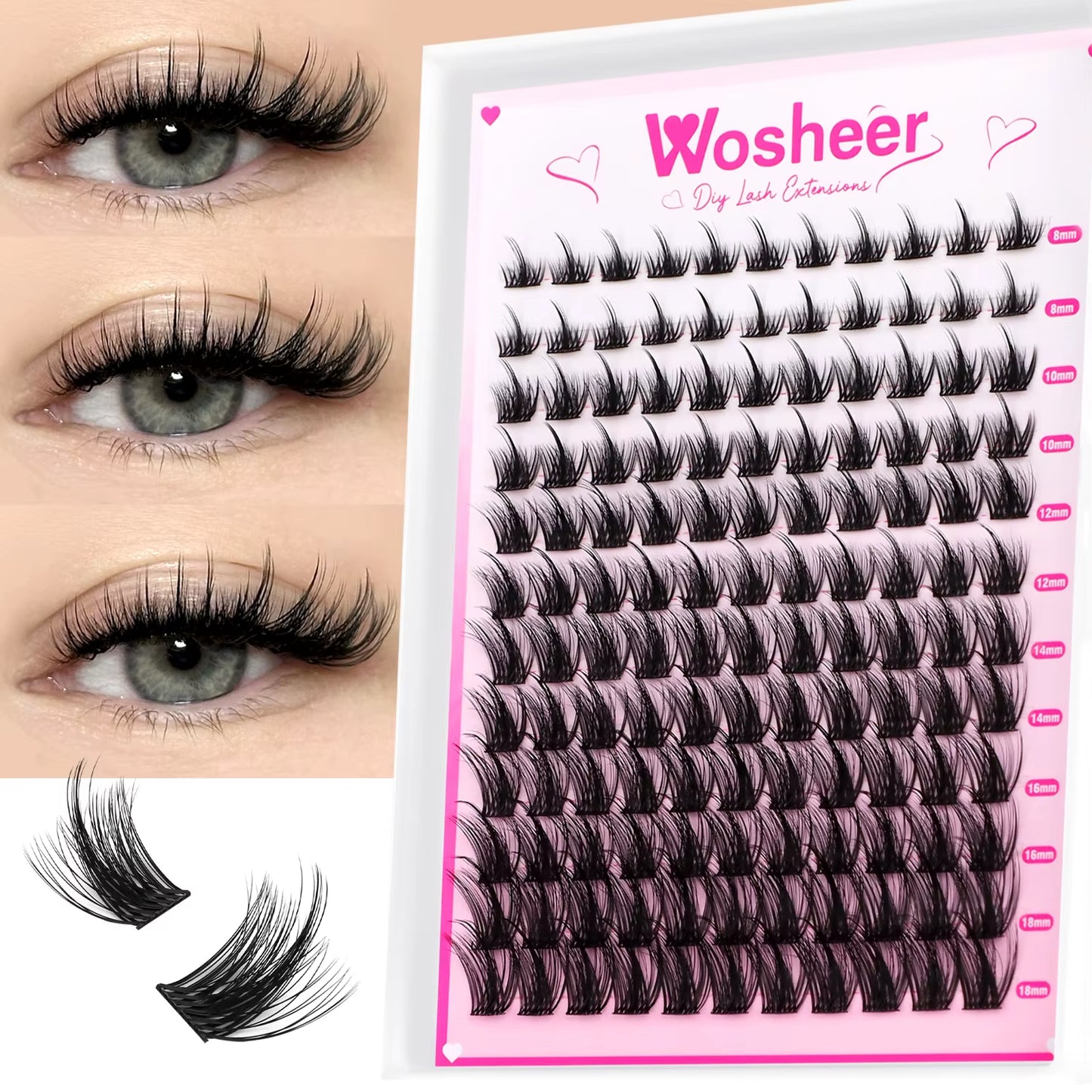 Eyelash Clusters Kit Thick Individual Lashes Lash Bond and Seal and Remover Faux Mink Lashes Eyelash Extension DIY
