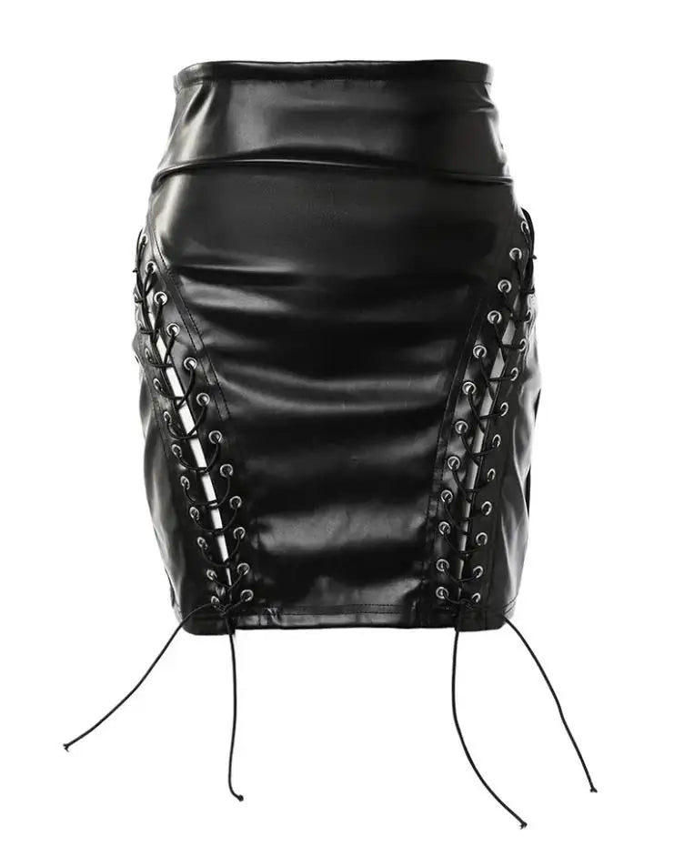 High Waist Mini Leather Skirt