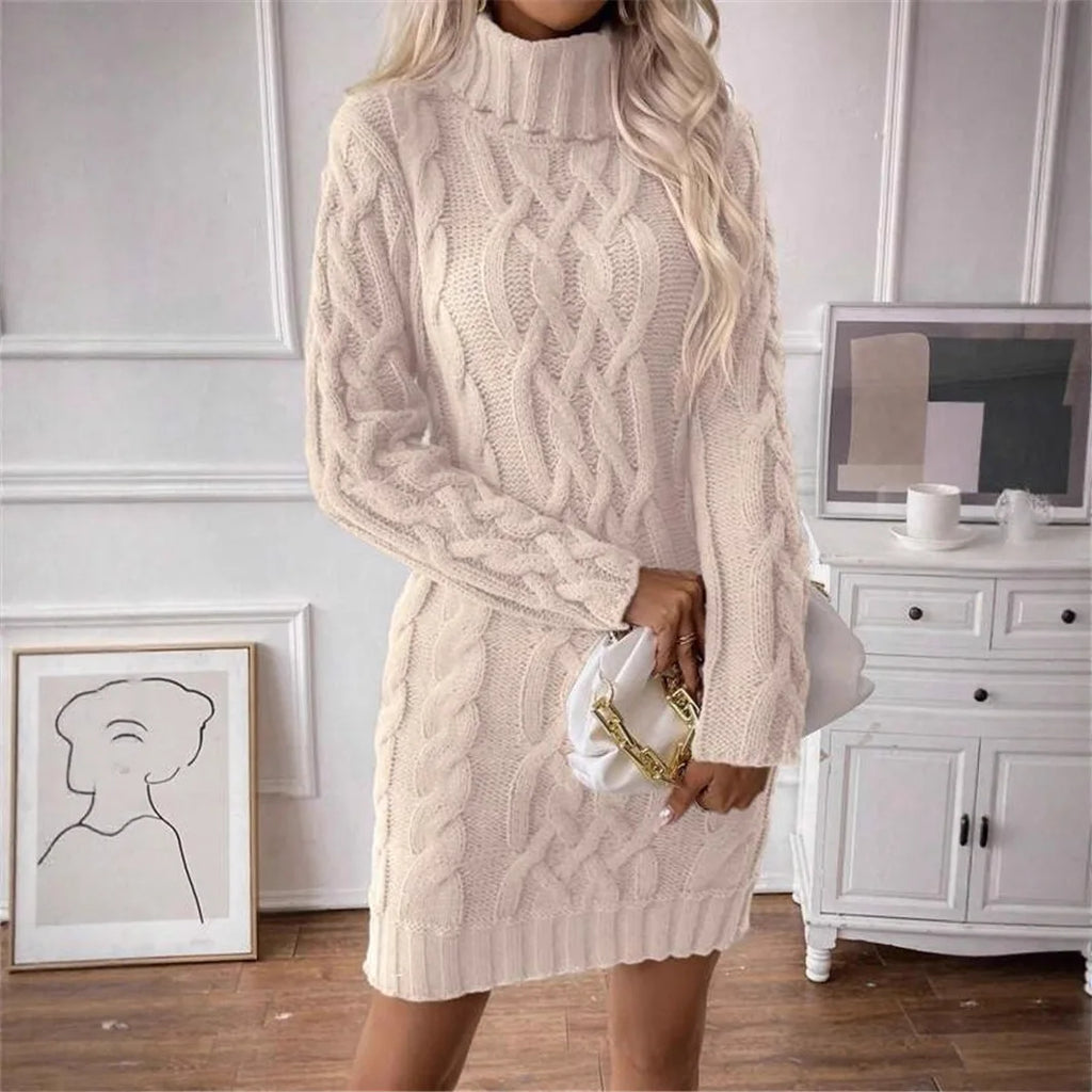 Classy Turtle Neck Sweater Dress