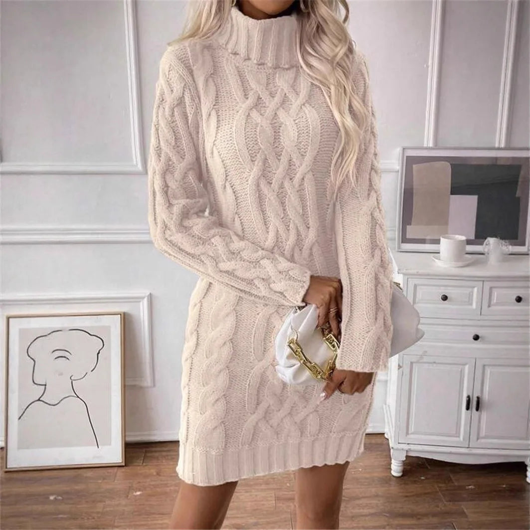 Classy Turtle Neck Sweater Dress