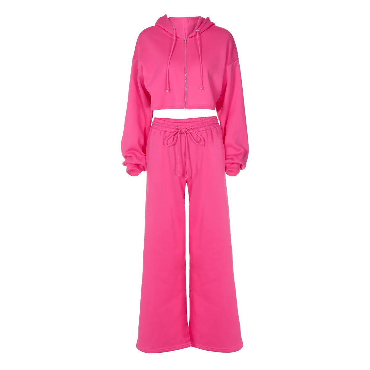 Hooded 2 Piece Cropped Wide Leg Set