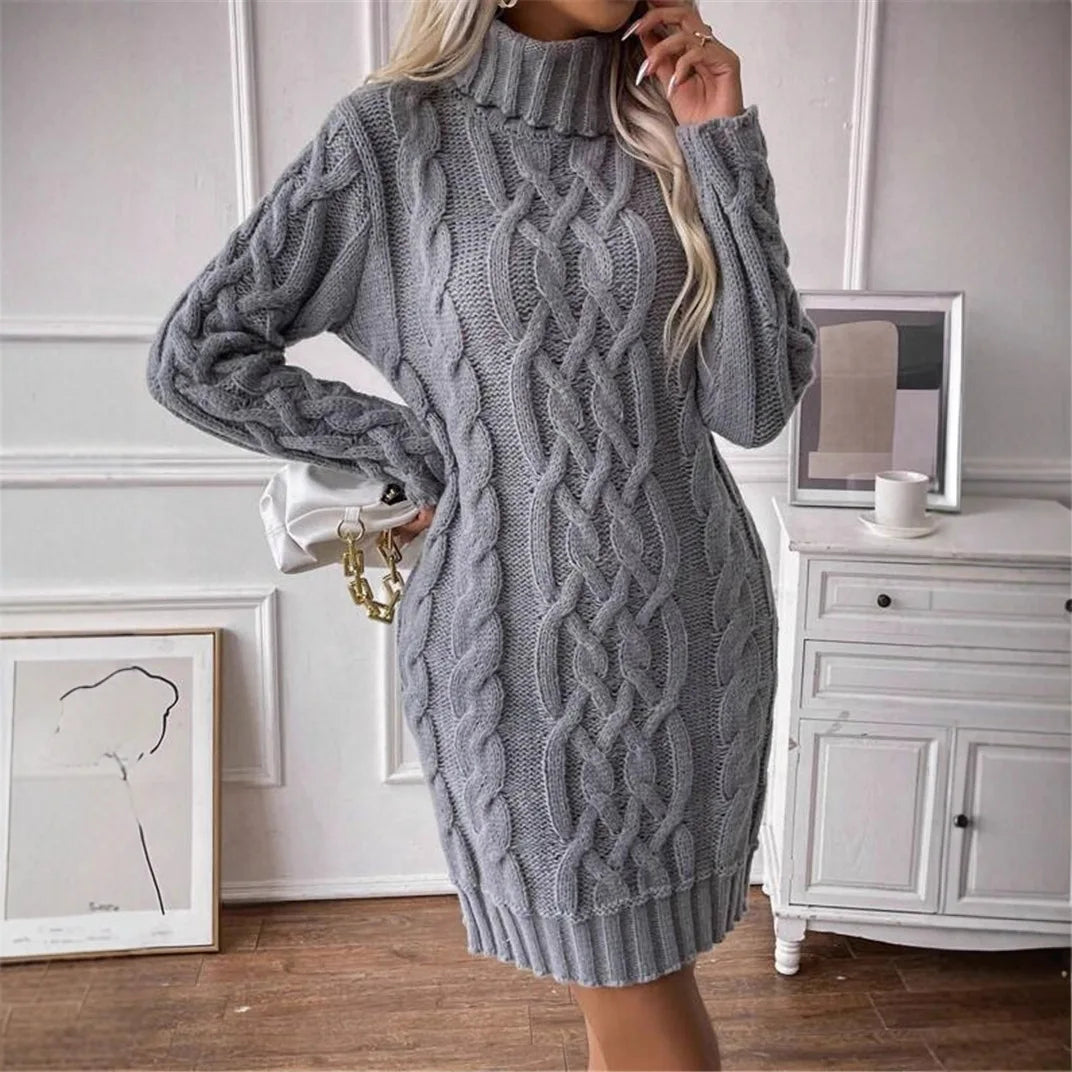 Classy Turtle Neck Sweater Dress