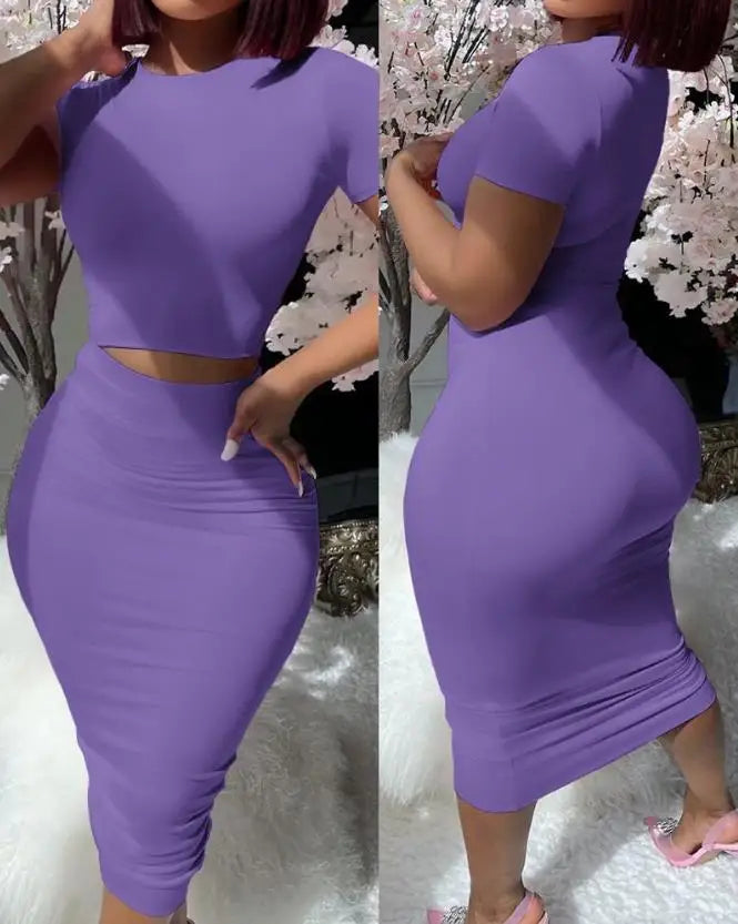 Casual 2pc Skirt & Shirt Set