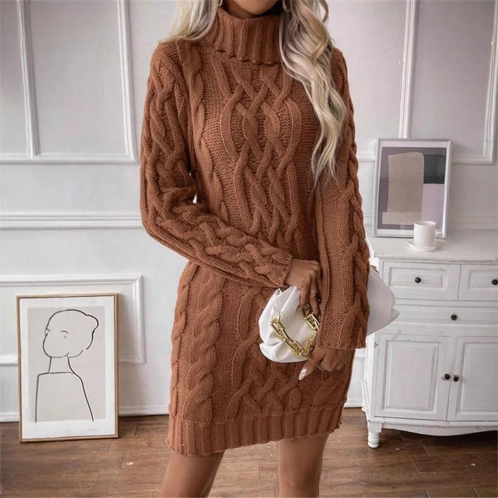 Classy Turtle Neck Sweater Dress