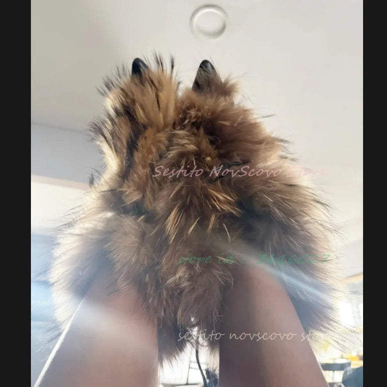 Pointed Toe Fur Mid Calf Boots