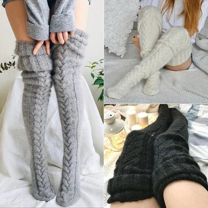 1 Pair Women Winter Thick Knitted Long Socks