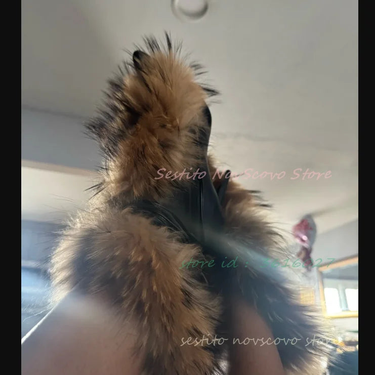 Pointed Toe Fur Mid Calf Boots