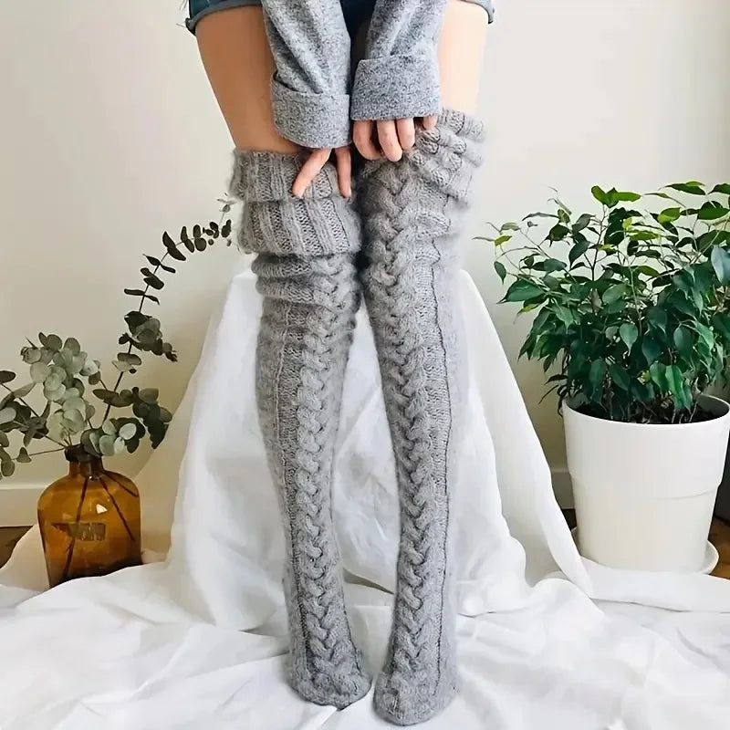 1 Pair Women Winter Thick Knitted Long Socks