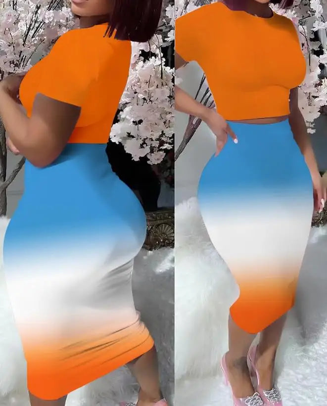 Casual 2pc Skirt & Shirt Set