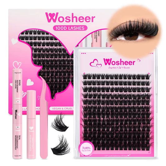 Eyelash Clusters Kit Thick Individual Lashes Lash Bond and Seal and Remover Faux Mink Lashes Eyelash Extension DIY