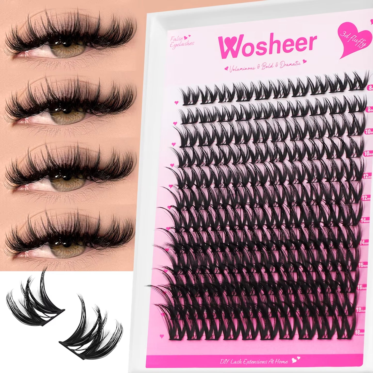 Eyelash Clusters Kit Thick Individual Lashes Lash Bond and Seal and Remover Faux Mink Lashes Eyelash Extension DIY